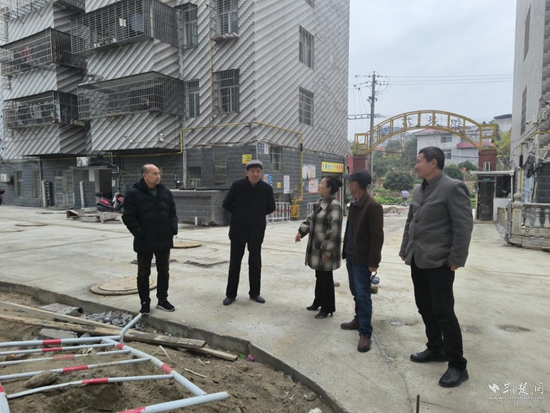 銀泉花園小區(qū)黨支部書(shū)記李正明與社區(qū)網(wǎng)格員、物業(yè)經(jīng)理、居民代表現(xiàn)場(chǎng)商議小區(qū)改造問(wèn)題.jpg